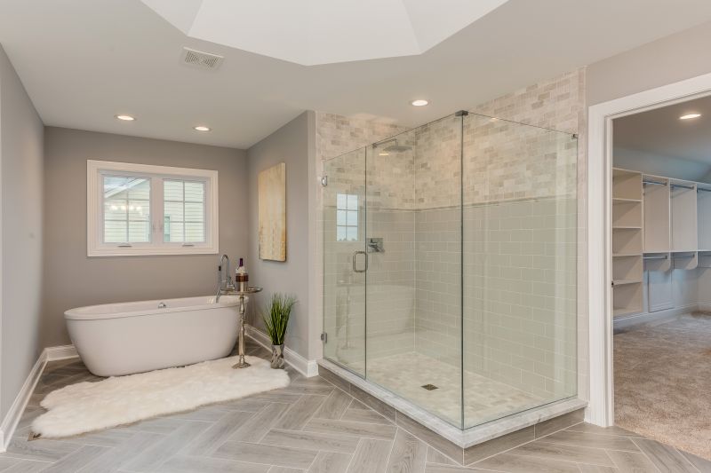 Contemporary Bathroom with Large Glass Shower