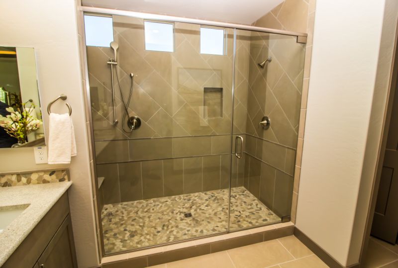 Glass Panel Shower with Rain Shower Head